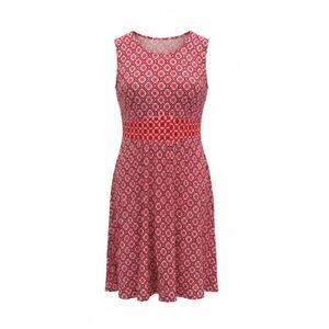 Boden Red and Pink Patterned Midi Dress
